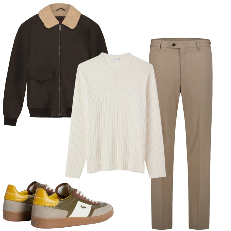 Outfit uomo - Total look #2347802. Stile Urban per Tutti i giorni. Abbinamento con sneakers, maglieria, bomber, pantaloni.