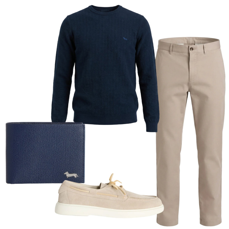 Outfit uomo - Total look #2347804. Stile Casual per Ufficio. Abbinamento con scarpe stringate, pantaloni cargo, portafogli, pullovers.