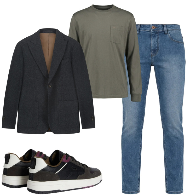 Outfit uomo - Total look #2347807. Stile Casual per Tutti i giorni. Abbinamento con t-shirt, sneakers, jeans, giacche.