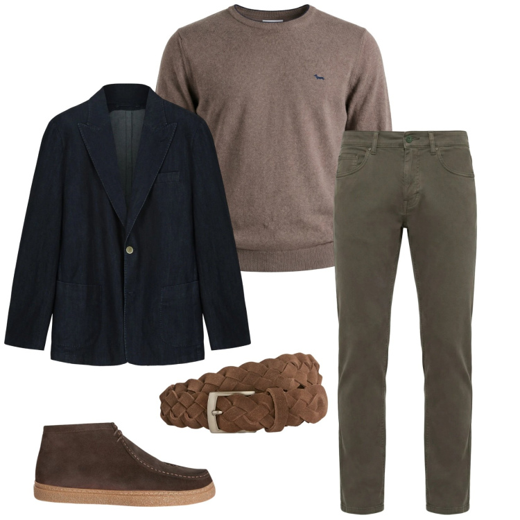 Outfit uomo - Total look #2347820. Stile Trendy per Tutti i giorni. Abbinamento con pullovers, cinture, pantaloni, stivali e stivaletti, giacche.