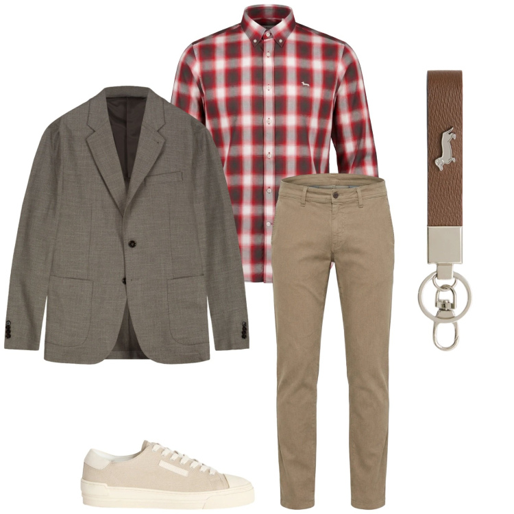 Outfit uomo - Total look #2347822. Stile Trendy per Serata speciale. Abbinamento con portachiavi, sneakers, camicie, pantaloni, giacche.