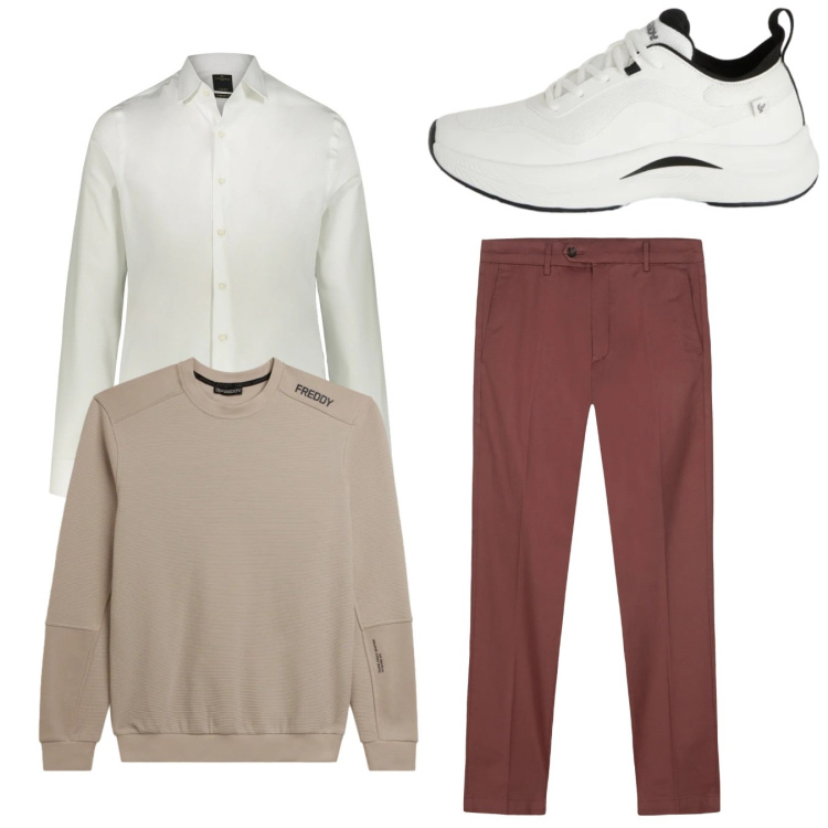 Outfit uomo - Total look #2347831. Stile Casual per Tutti i giorni. Abbinamento con felpe, sneakers, camicie, pantaloni chino.