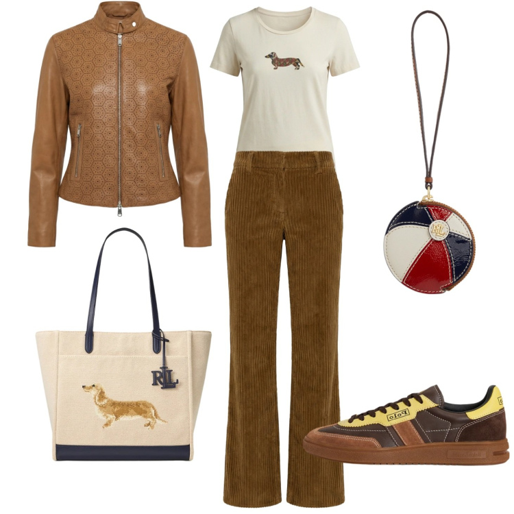 Outfit donna - I love my dog. Stile Casual per Tutti i giorni. Abbinamento con pantaloni, giacche, t-shirt, portachiavi, sneakers, borse tote.