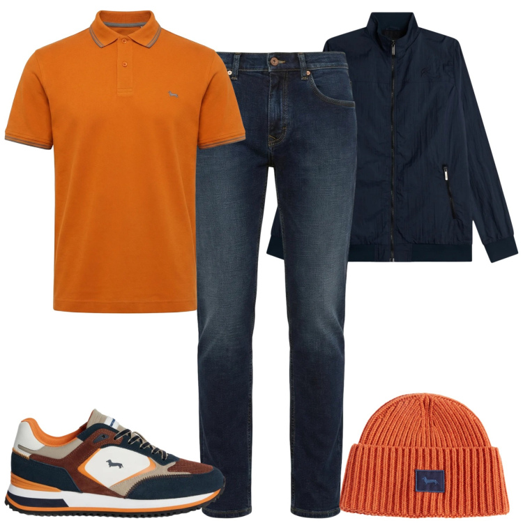 Outfit uomo - Total look #2347839. Stile Casual per Tutti i giorni. Abbinamento con sneakers, jeans, polo, berretti, giacche.