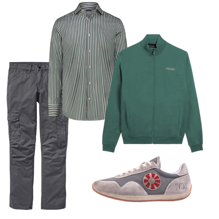 Outfit uomo - Febbraio. Stile Casual per Tutti i giorni. Abbinamento con pantaloni cargo, felpe, sneakers, camicie.