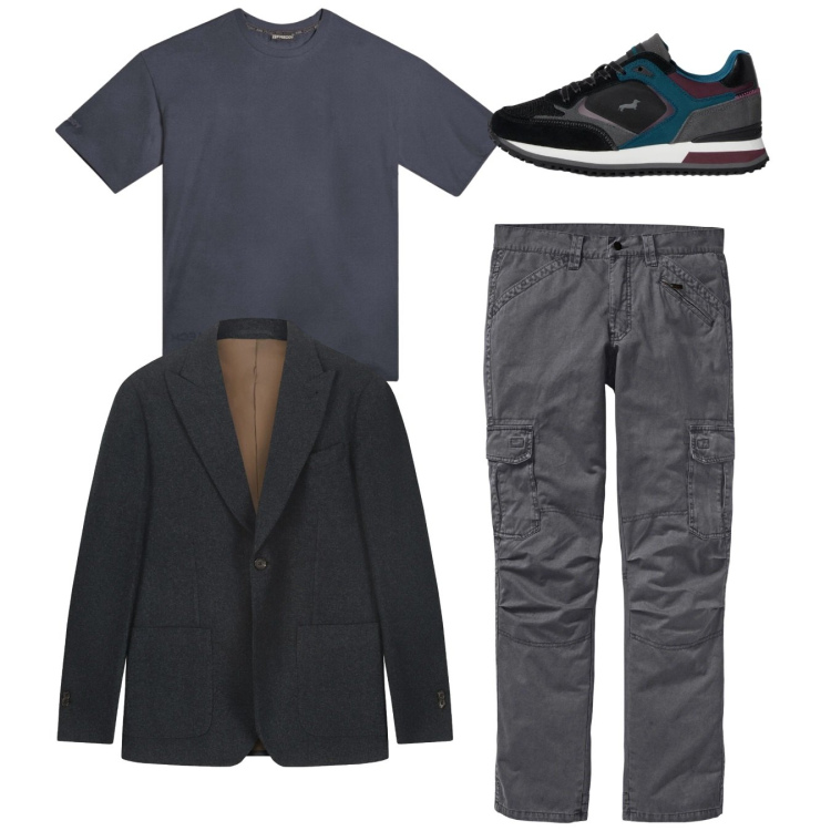 Outfit uomo - Total look #2347844. Stile Casual per Tutti i giorni. Abbinamento con pantaloni cargo, sneakers, t-shirt, giacche.