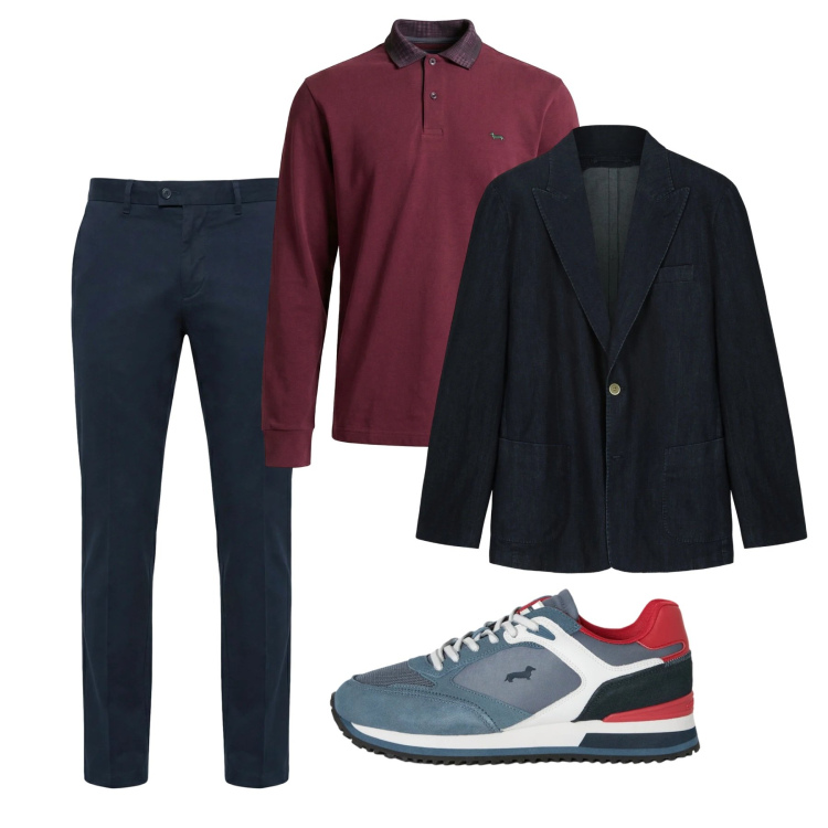 Outfit uomo - Febbraio. Stile Casual per Tutti i giorni. Abbinamento con sneakers, pantaloni chino, polo, giacche.
