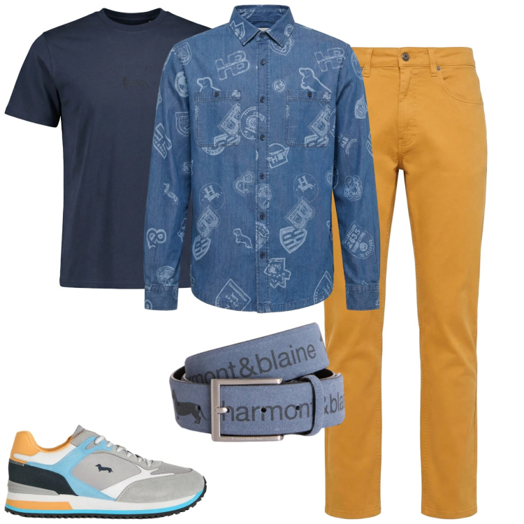 Outfit uomo - Total look #2347855. Stile Urban per Tutti i giorni. Abbinamento con sneakers, cinture, t-shirt, camicie, pantaloni.