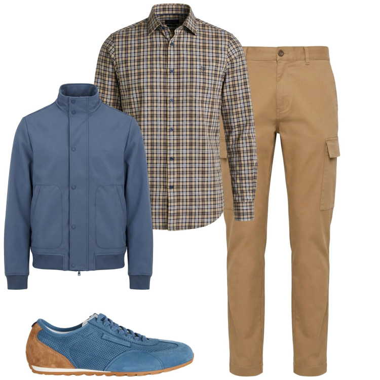 Outfit uomo - Total look #2347859. Stile Urban per Tutti i giorni. Abbinamento con camicie, sneakers, pantaloni cargo, bomber.