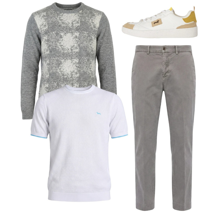 Outfit uomo - Total look #2347868. Stile Casual per Tutti i giorni. Abbinamento con sneakers, maglieria, pantaloni chino, t-shirt.