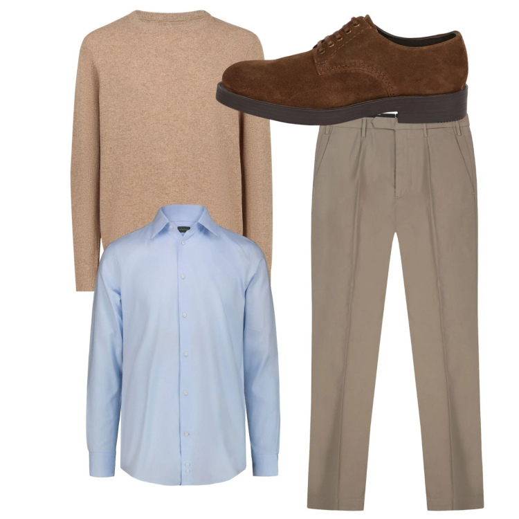 Outfit uomo - Total look #2347875. Stile Casual per Tutti i giorni. Abbinamento con maglieria, scarpe stringate, pantaloni, camicie.