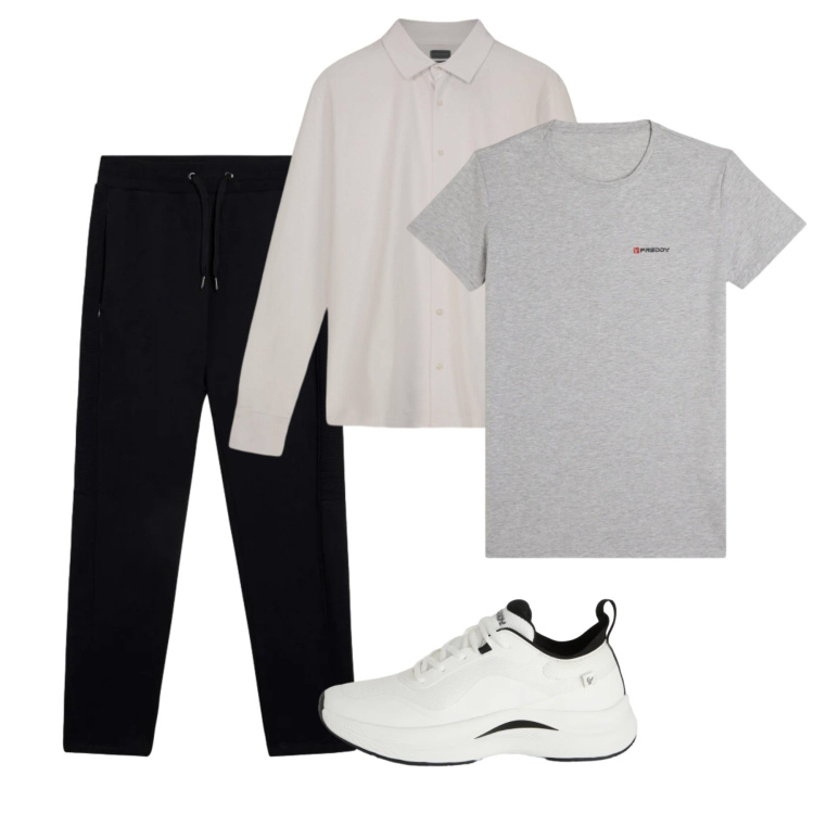 Outfit uomo - City. Stile Casual per Tutti i giorni. Abbinamento con sneakers, t-shirt sportive, pantaloni, polo.
