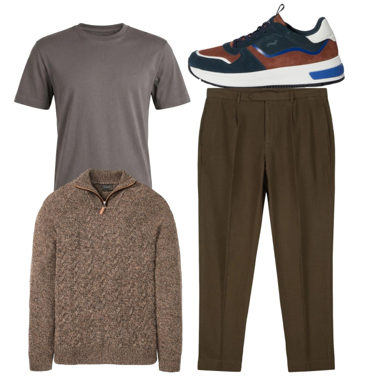 Outfit uomo - Total look #2347885. Stile Casual per Tutti i giorni. Abbinamento con maglieria, sneakers, t-shirt, pantaloni.