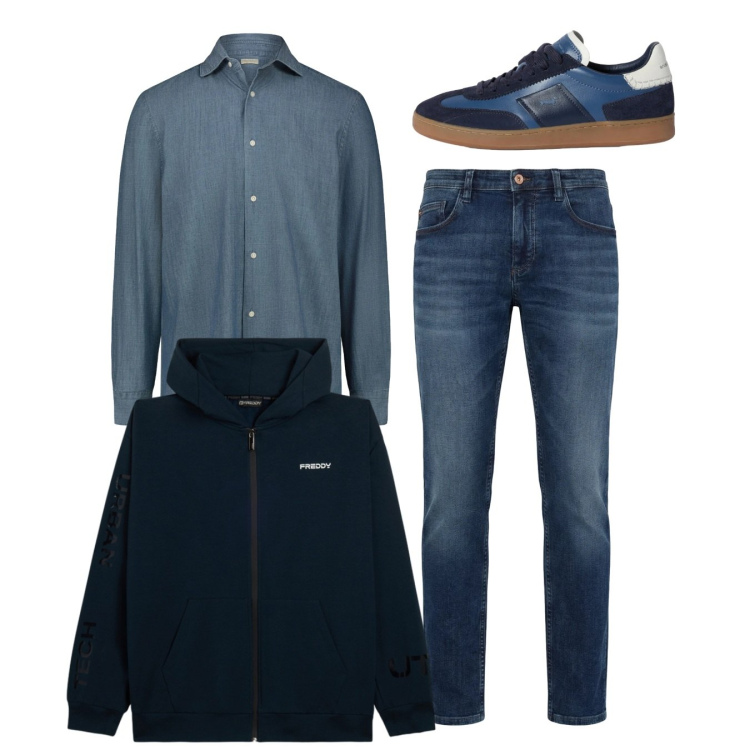 Outfit uomo - Total look #2347888. Stile Casual per Tutti i giorni. Abbinamento con sneakers, jeans, felpe con cappuccio, camicie.