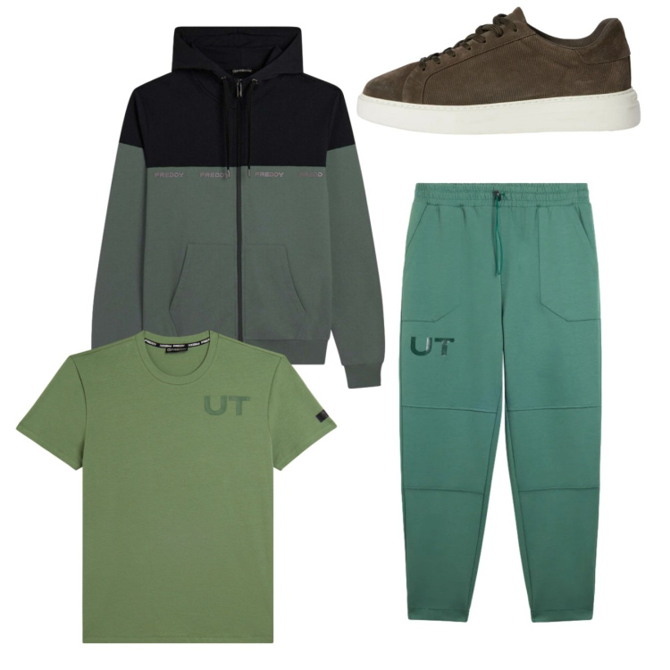 Outfit uomo - Total look #2347889. Stile Casual per Tutti i giorni. Abbinamento con sneakers, pantaloni, felpe con cappuccio, t-shirt.