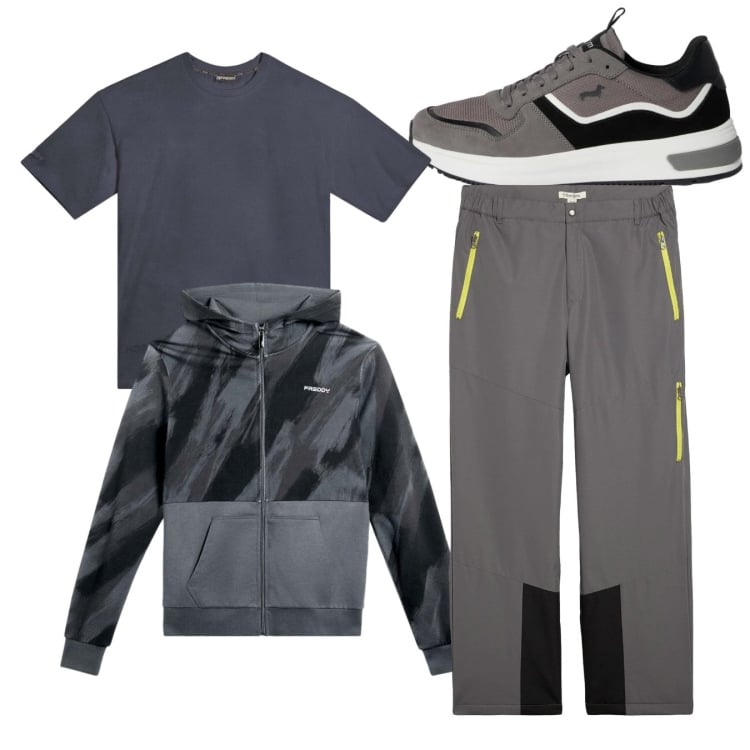Outfit uomo - Total look #2347895. Stile Casual per Tutti i giorni. Abbinamento con pantaloni, sneakers, felpe con cappuccio, t-shirt.