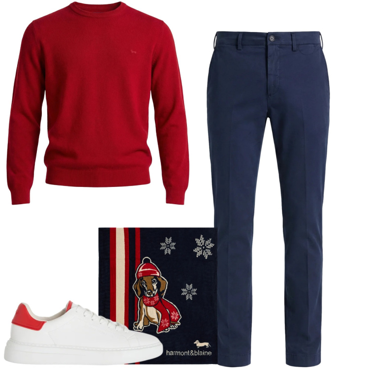 Outfit uomo - Total look #2347898. Stile Urban per Tutti i giorni. Abbinamento con pullovers, pantaloni chino, sneakers, sciarpe.