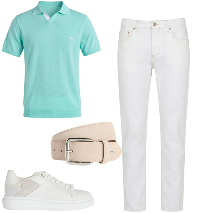 Outfit uomo - Total look #2347901. Stile Urban per Tutti i giorni. Abbinamento con sneakers, jeans, cinture, polo.