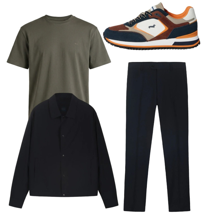 Outfit uomo - Total look #2347902. Stile Casual per Tutti i giorni. Abbinamento con sneakers, t-shirt, cappotti, pantaloni.