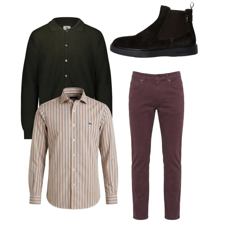 Outfit uomo - Total look #2347912. Stile Casual per Tutti i giorni. Abbinamento con camicie, pantaloni, stivali e stivaletti, polo.