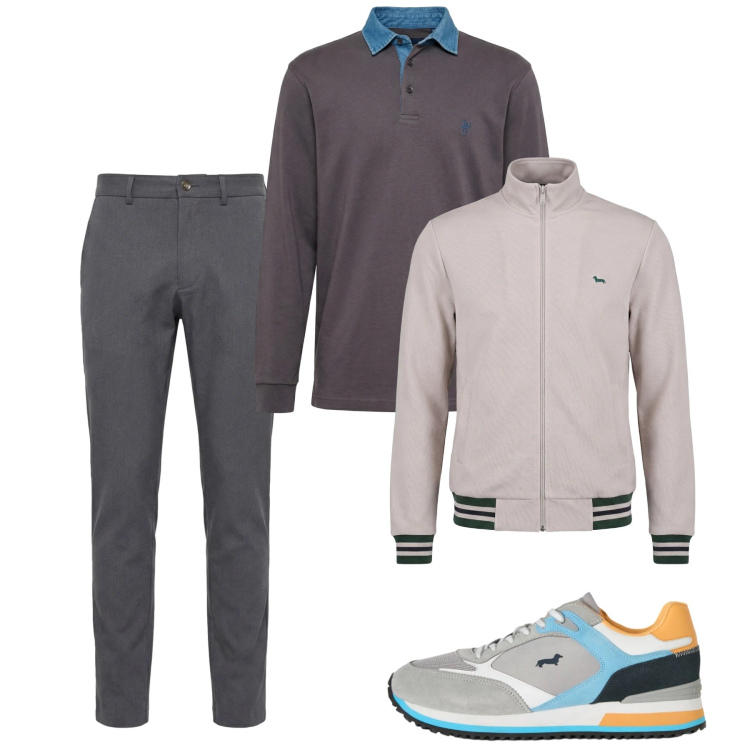 Outfit uomo - City. Stile Casual per Tutti i giorni. Abbinamento con sneakers, polo, pantaloni chino, felpe.