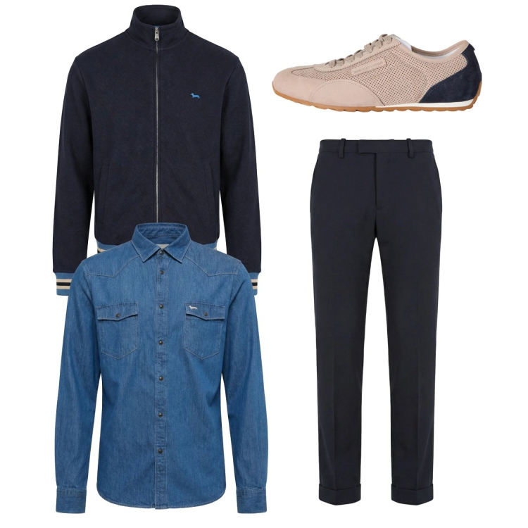 Outfit uomo - City. Stile Casual per Tutti i giorni. Abbinamento con pantaloni chino, sneakers, camicie, felpe.