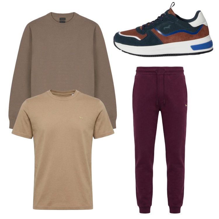 Outfit uomo - Total look #2347920. Stile Casual per Tutti i giorni. Abbinamento con sneakers, pantaloni, t-shirt, maglieria.