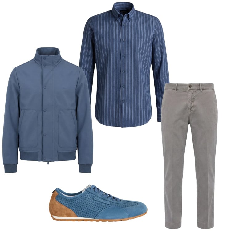 Outfit uomo - Total look #2347923. Stile Trendy per Serata speciale. Abbinamento con sneakers, pantaloni chino, camicie, bomber.
