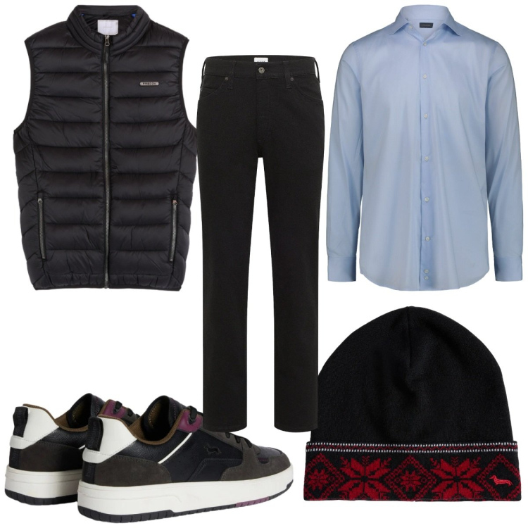 Outfit uomo - Total look #2347937. Stile Casual per Tutti i giorni. Abbinamento con jeans dritti, sneakers, berretti, piumini, camicie.