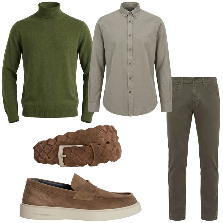 Outfit uomo - Casual. Stile Casual per Tutti i giorni. Abbinamento con pantaloni, scarpe stringate, cinture, camicie, maglieria.