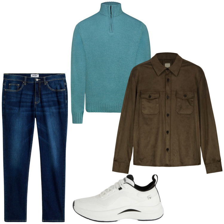 Outfit uomo - Casual. Stile Casual per Tutti i giorni. Abbinamento con jeans, sneakers, giacche, maglieria.