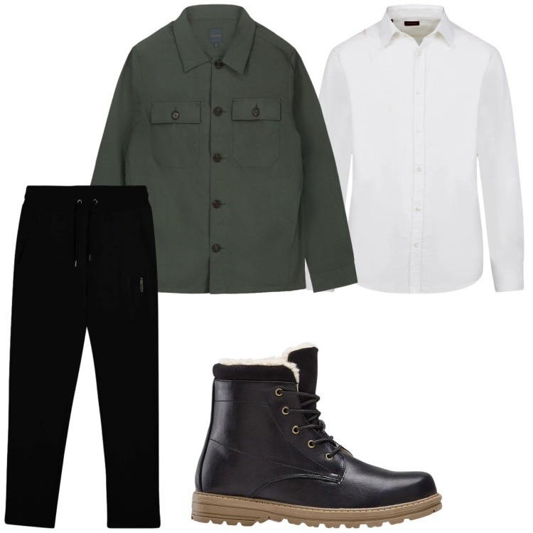 Outfit uomo - Sportivo casual. Stile Casual per Tutti i giorni. Abbinamento con stivali e stivaletti, pantaloni, camicie, cappotti.