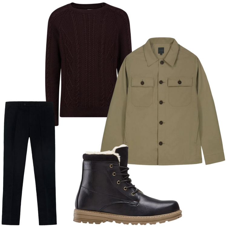 Outfit uomo - Urban. Stile Urban per Tutti i giorni. Abbinamento con stivali e stivaletti, maglieria, cappotti, pantaloni.