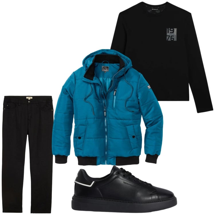 Outfit uomo - Urban. Stile Urban per Tutti i giorni. Abbinamento con bomber, pantaloni, sneakers, t-shirt.