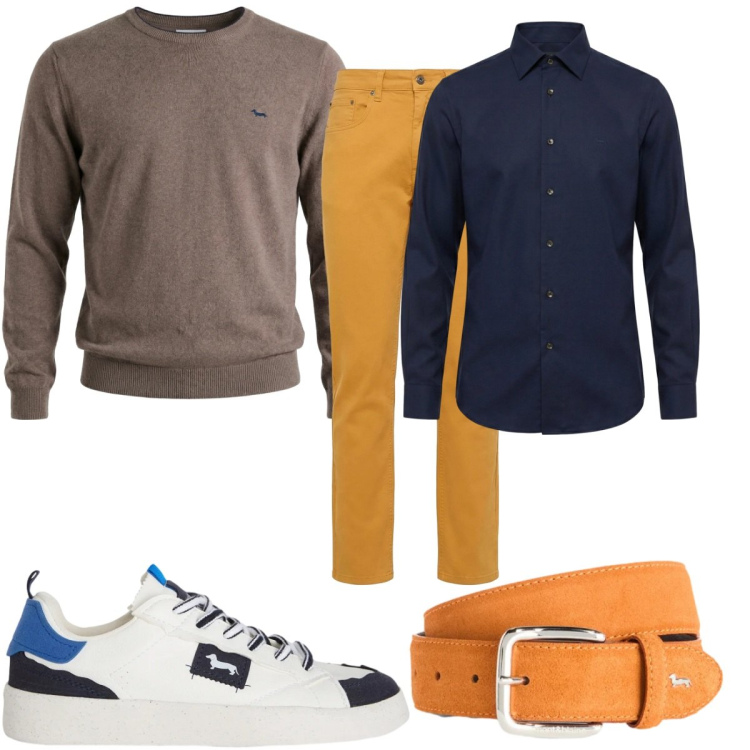 Outfit uomo - Total look #2347995. Stile Trendy per Tutti i giorni. Abbinamento con pullovers, sneakers, cinture, pantaloni, camicie.