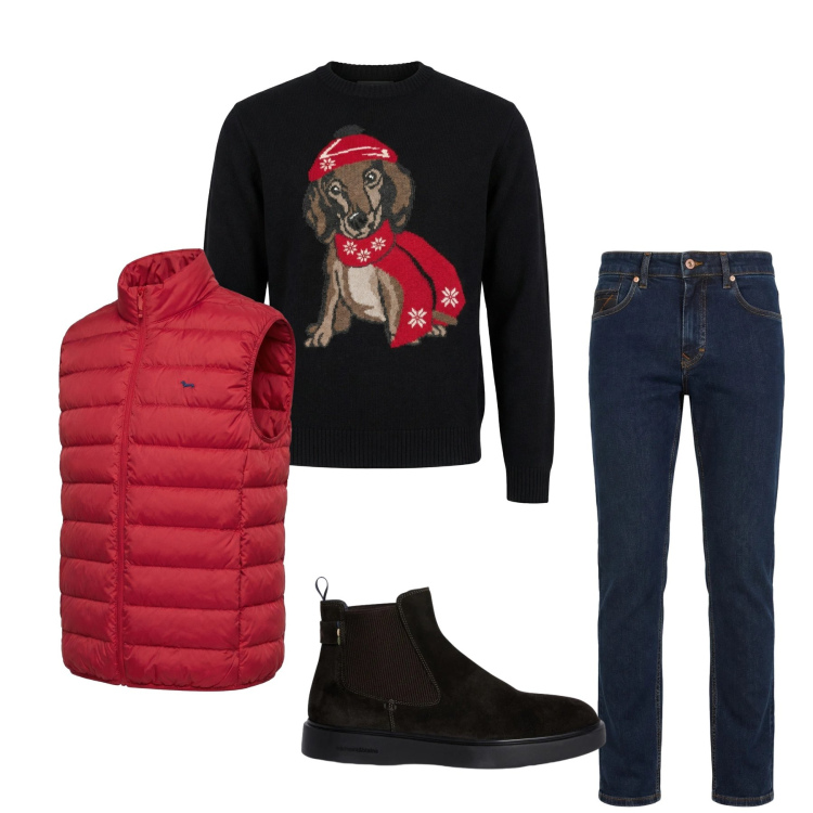 Outfit uomo - Total look #2348000. Stile Trendy per Tutti i giorni. Abbinamento con jeans, stivali e stivaletti, pullovers, piumini.