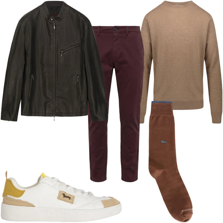 Outfit uomo - Total look #2348011. Stile Casual per Tutti i giorni. Abbinamento con sneakers, pantaloni chino, calzini, maglieria, giacche.