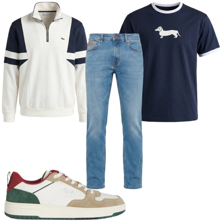 Outfit uomo - Total look #2348026. Stile Casual per Tutti i giorni. Abbinamento con felpe, sneakers, jeans, t-shirt.