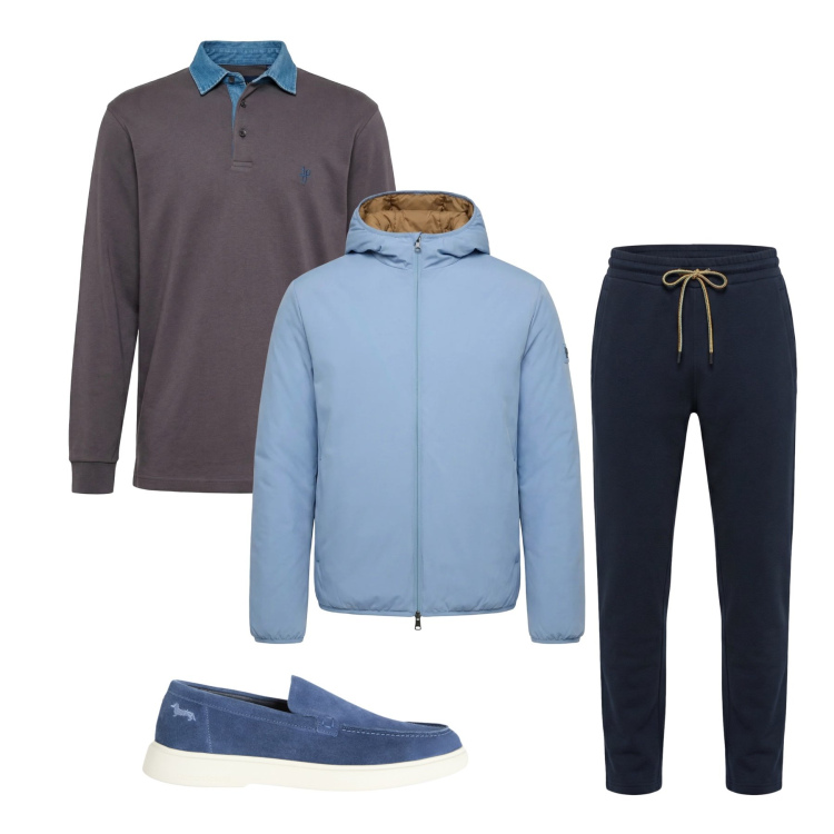 Outfit uomo - Total look #2348033. Stile Casual per Tutti i giorni. Abbinamento con polo, bomber, sneakers, pantaloni.