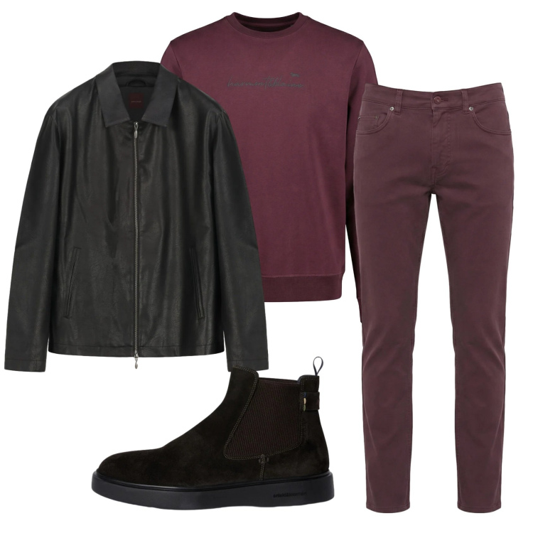 Outfit uomo - Total look #2348043. Stile Casual per Ufficio. Abbinamento con pantaloni, stivali e stivaletti, felpe, giacche.