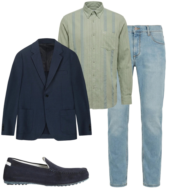 Outfit uomo - City. Stile Urban per Tutti i giorni. Abbinamento con jeans slim fit, scarpe stringate, camicie, giacche.