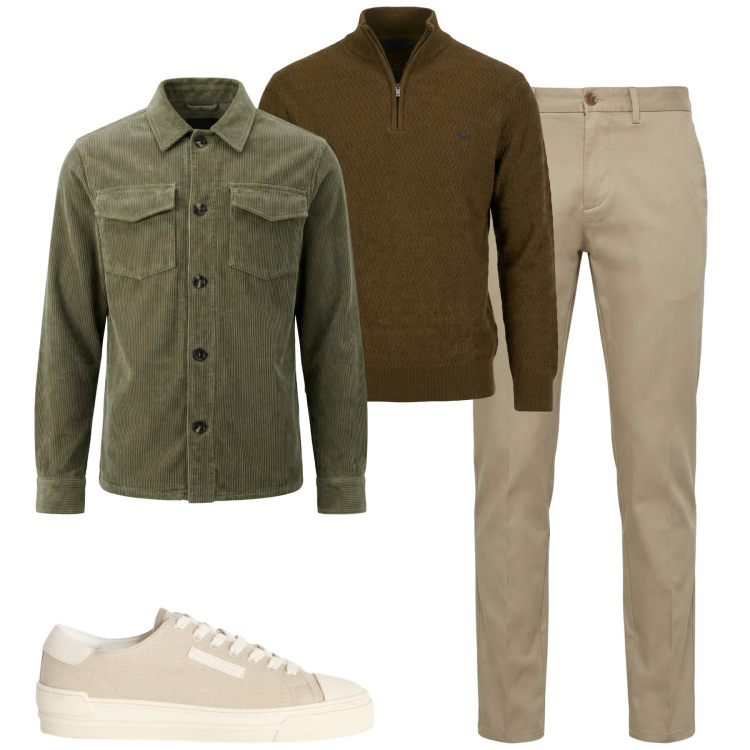 Outfit uomo - Total look #2348051. Stile Urban per Tutti i giorni. Abbinamento con sneakers, pullovers, pantaloni chino, cappotti.