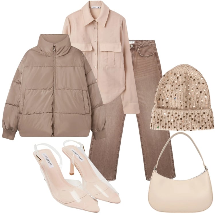 Outfit donna - Jeans a terra. Stile Casual chic per Tutti i giorni. Abbinamento con jeans dritti, bomber, camicie, sandali col tacco, berretti, borse a tracolla.