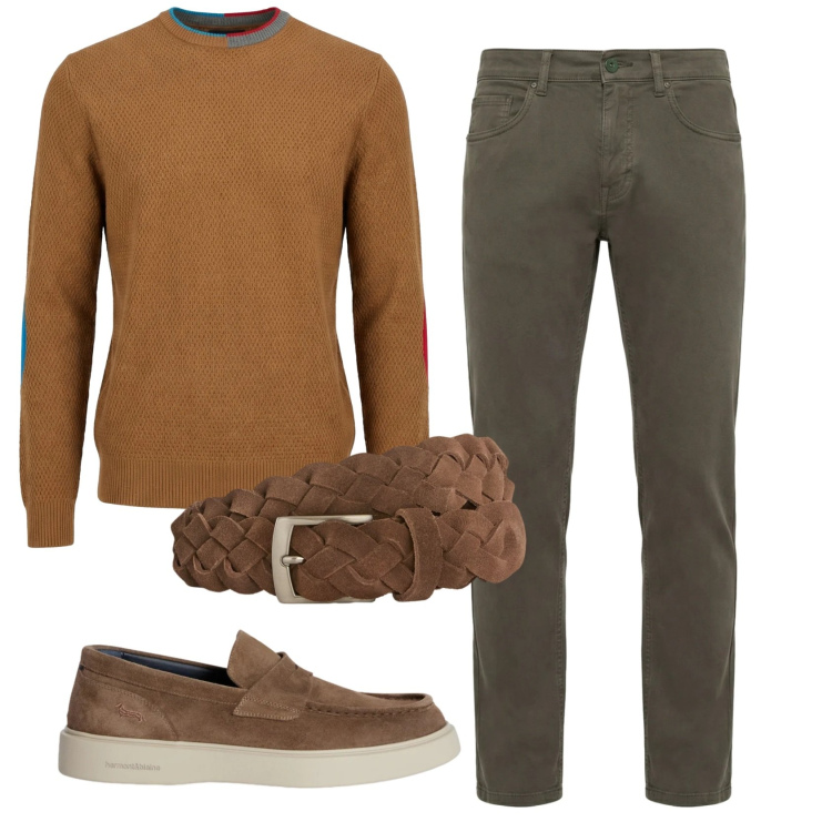 Outfit uomo - Total look #2348054. Stile Casual per Ufficio. Abbinamento con scarpe stringate, cinture, pantaloni, maglieria.
