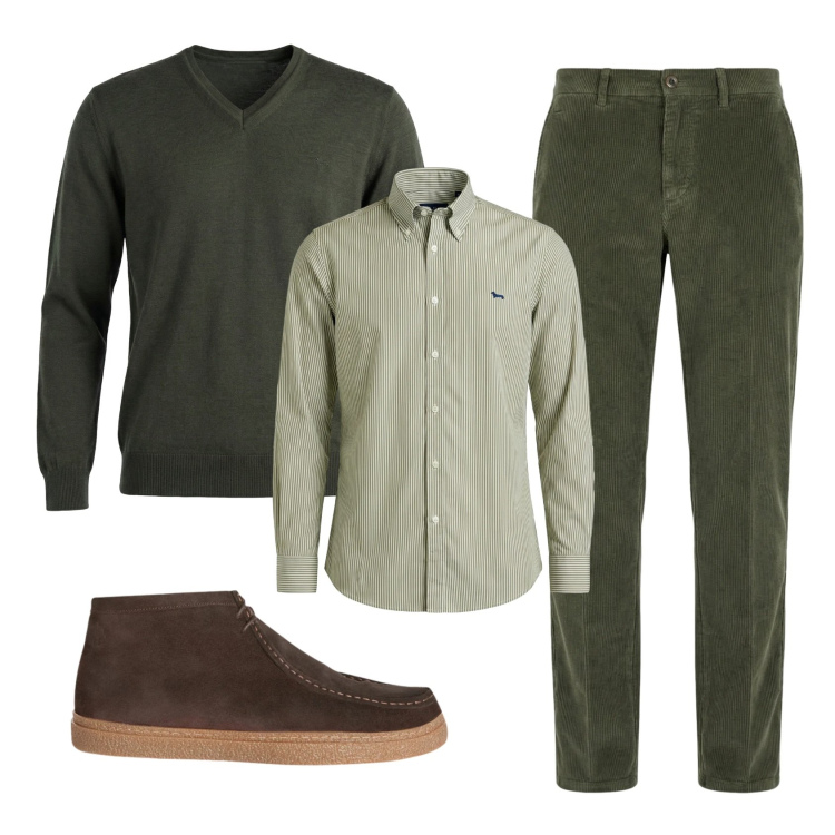 Outfit uomo - Total look #2348070. Stile Business/Elegante per Ufficio. Abbinamento con pantaloni chino, stivali e stivaletti, pullovers, camicie.