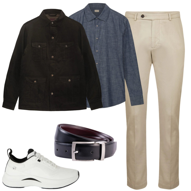 Outfit uomo - Total look #2348090. Stile Urban per Tutti i giorni. Abbinamento con sneakers, pantaloni, cinture, camicie, cappotti.