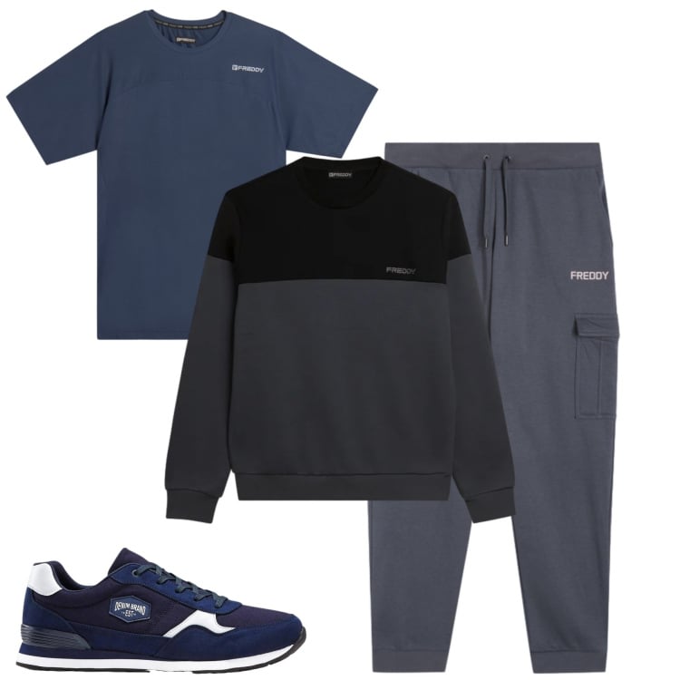Outfit uomo - Total look #2348092. Stile Casual per Tutti i giorni. Abbinamento con sneakers, pantaloni cargo, t-shirt, felpe.