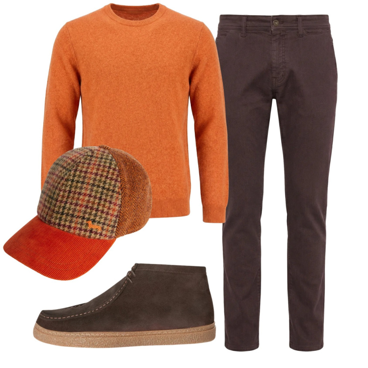Outfit uomo - Total look #2348126. Stile Casual per Tutti i giorni. Abbinamento con pantaloni, stivali e stivaletti, cappelli con visiera, pullovers.