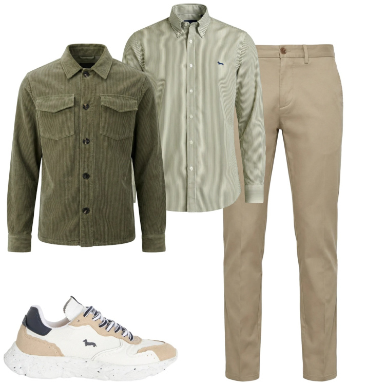 Outfit uomo - Total look #2348127. Stile Urban per Tutti i giorni. Abbinamento con pantaloni chino, sneakers, camicie, cappotti.