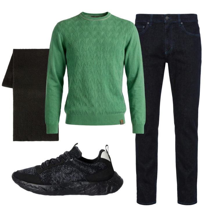 Outfit uomo - Total look #2348135. Stile Casual per Tutti i giorni. Abbinamento con jeans, sneakers, maglieria, sciarpe.
